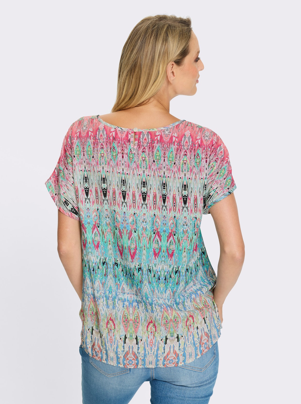 heine Druckbluse - rosé-schilf-bedruckt