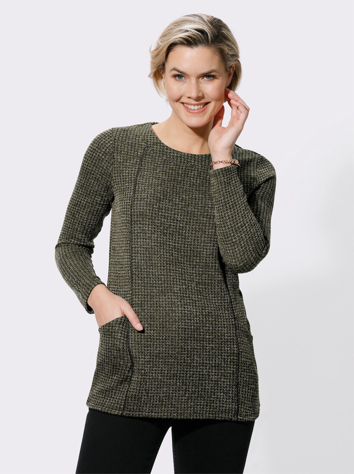 Lang shirt - kaki gemêleerd