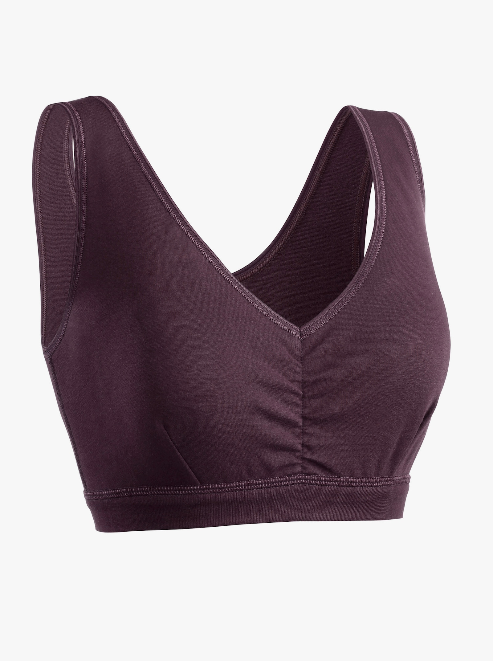 wäschepur Bustier met dubbele softband - aubergine + zwart