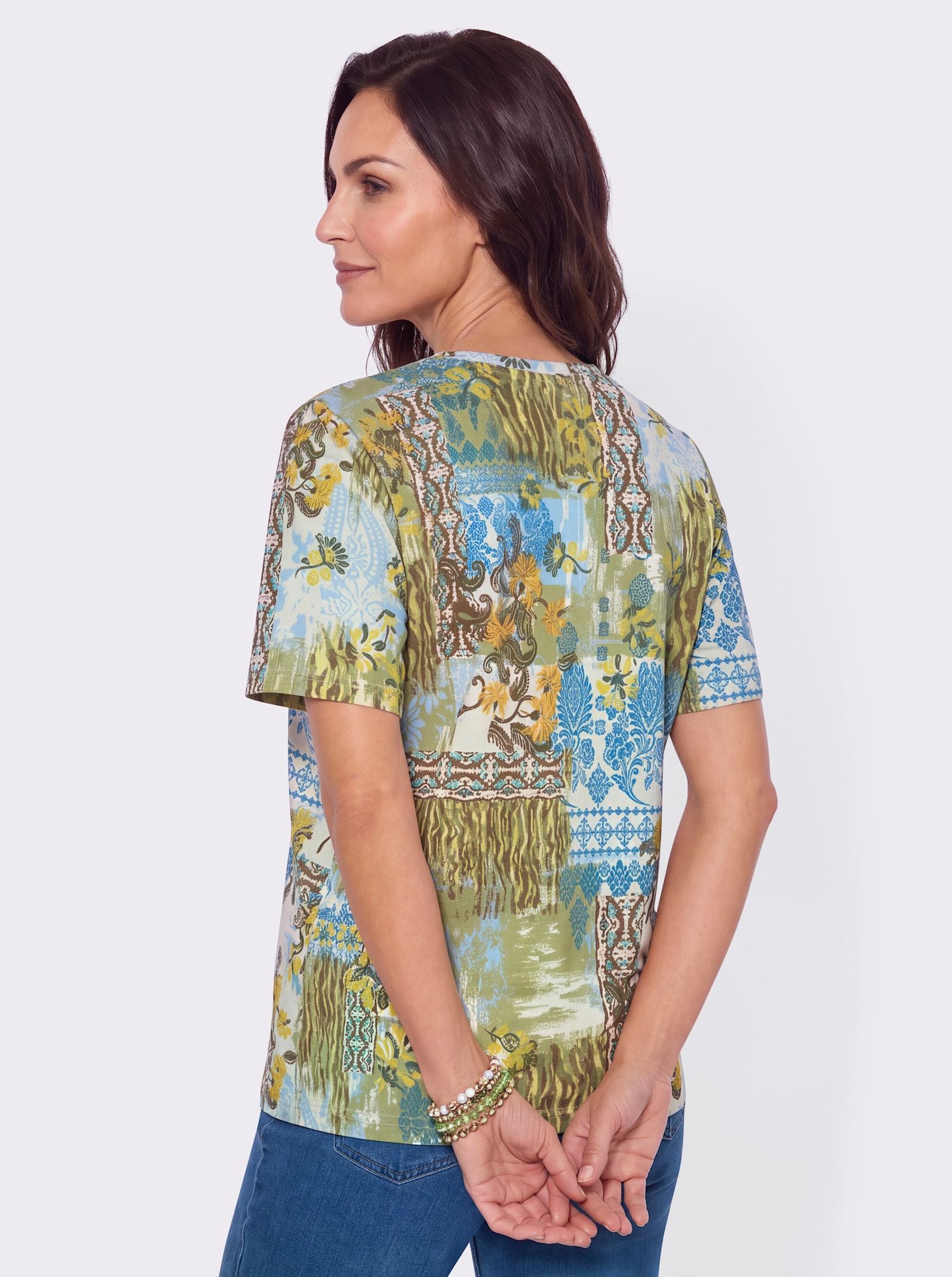 Print-Shirt aus reiner Baumwolle - schilf-bedruckt