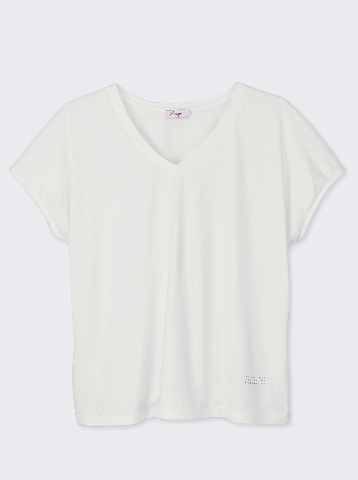 sheego V-Shirt mit Strass-Detail - weiß