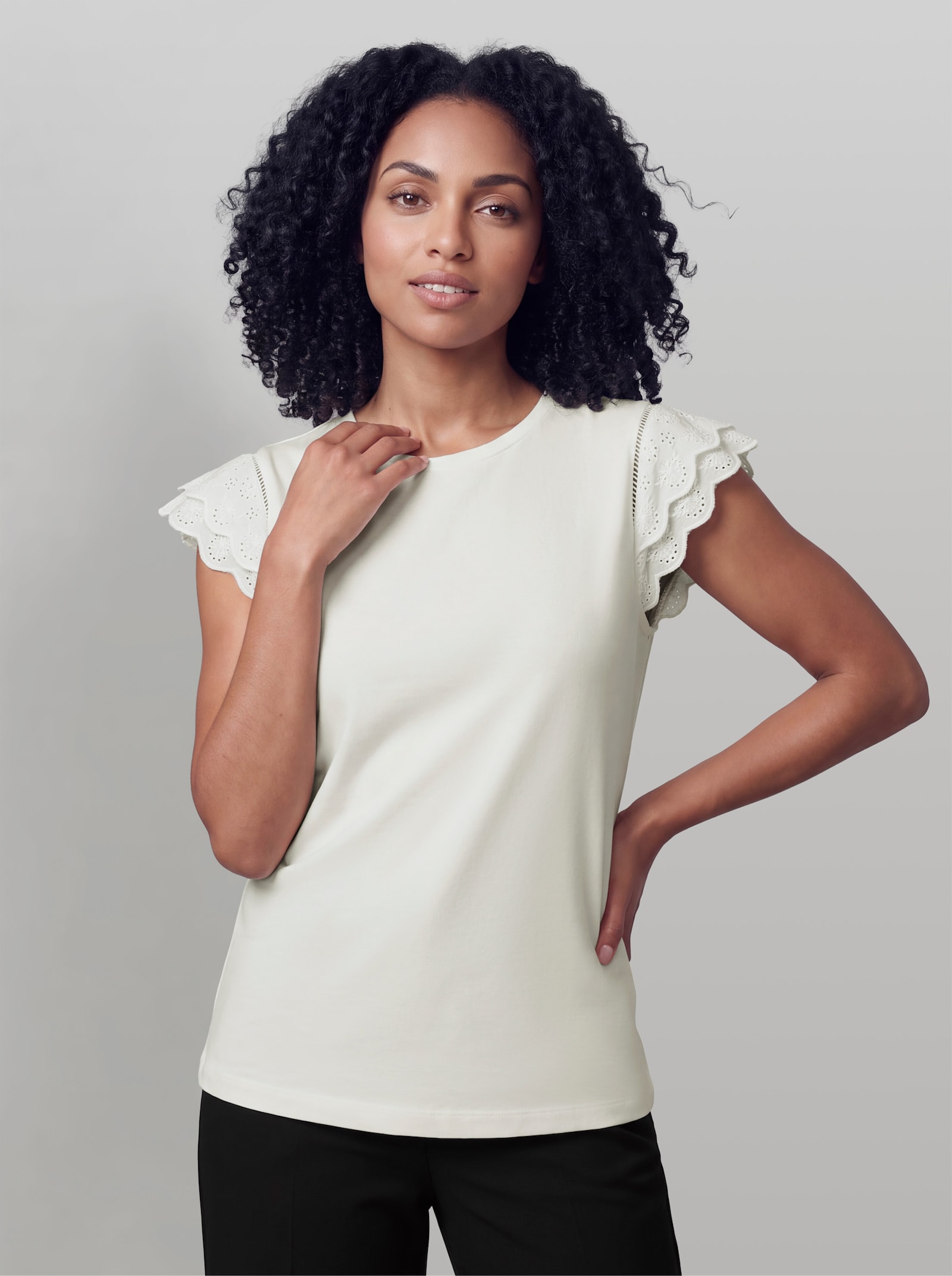 heine Kurzarmshirt mit kurzen Flügelärmeln - ecru
