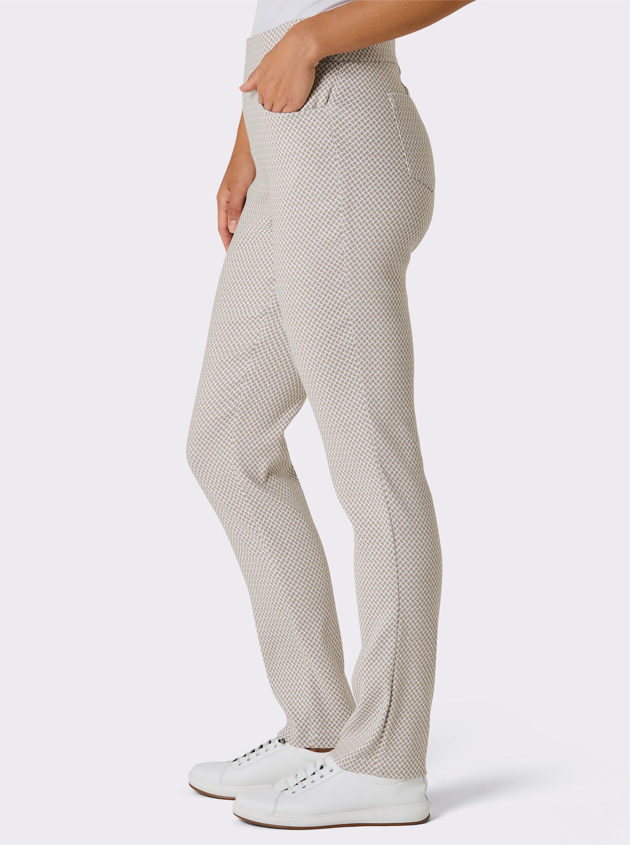 CREATION L PREMIUM Bengalinhose - sesam-weiß-gemustert
