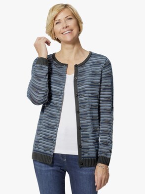 Strickjacke - bleu-grau-gemustert