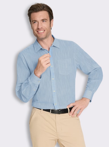 Marco Donati Langarmhemd in Two-tone-Flammgarn - himmelblau