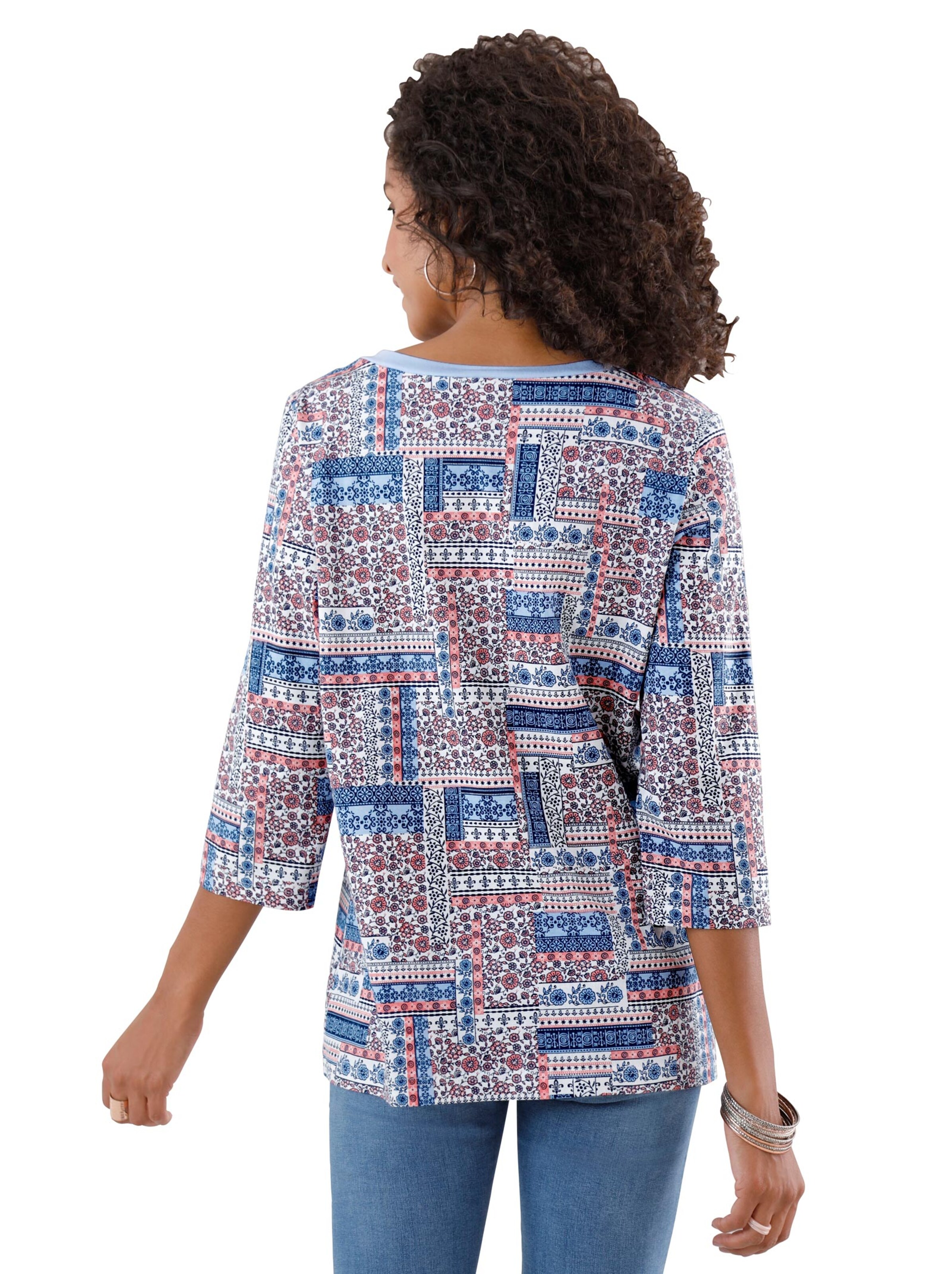 Shirt - koralle-blau-gemustert