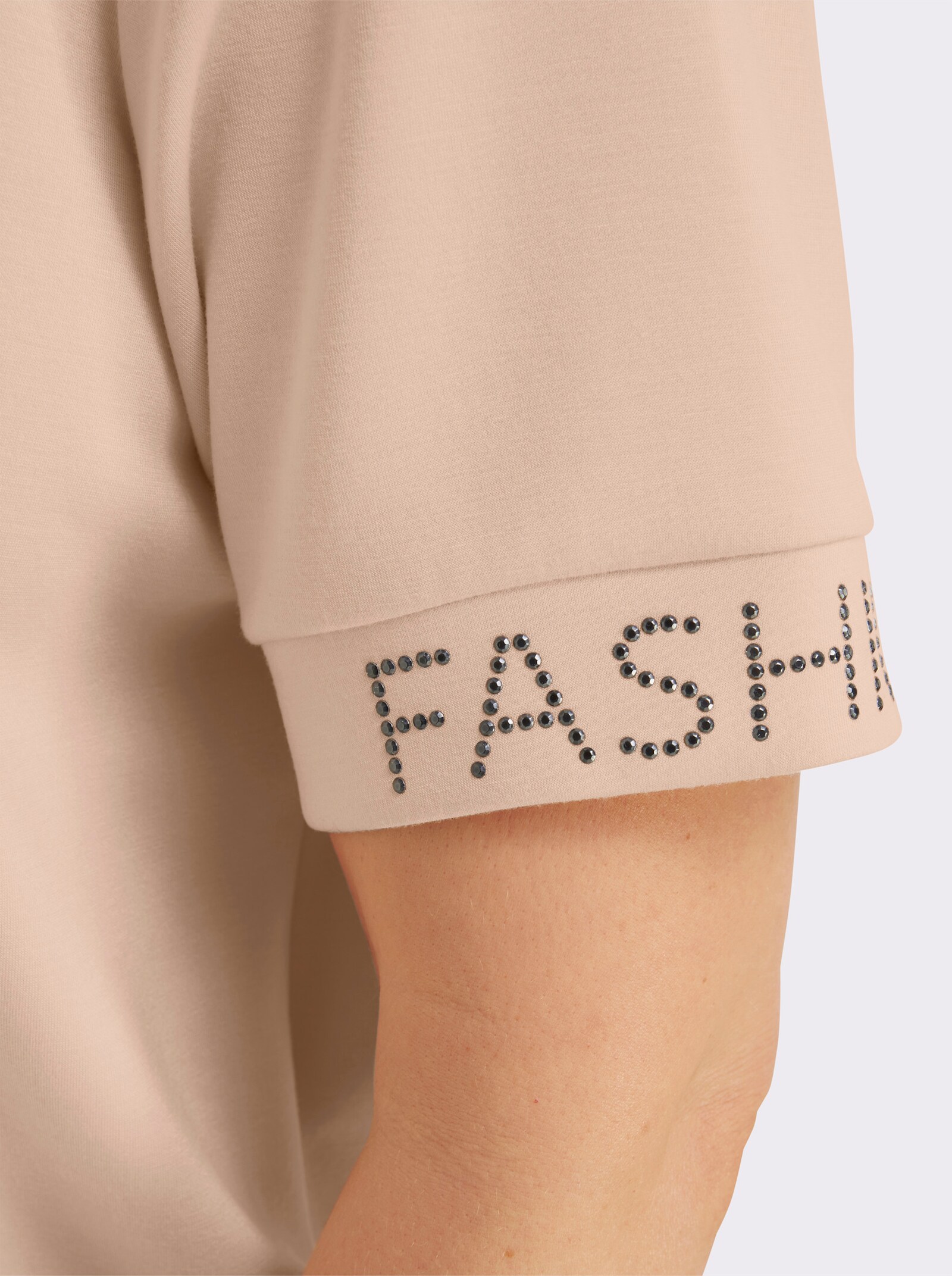Stehkragenshirt in weichem Material - elfenbein