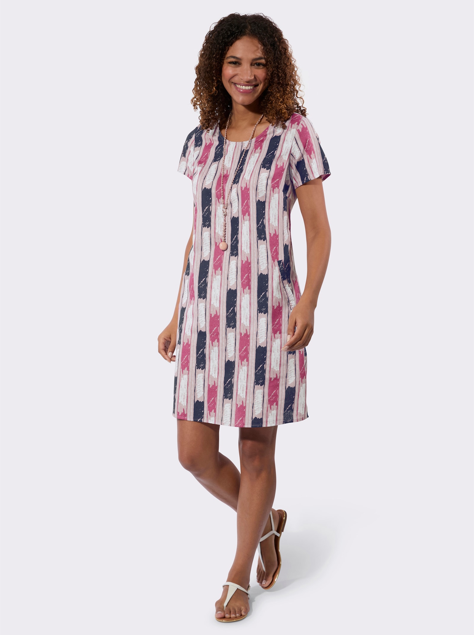 Druckkleid mit seitlichen Taschen - erika-ecru