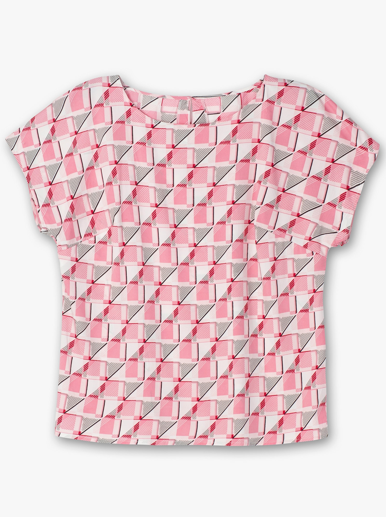 Schlupfbluse mit grafischem Druck, Crêpe-Qualität - altrosa-gemustert