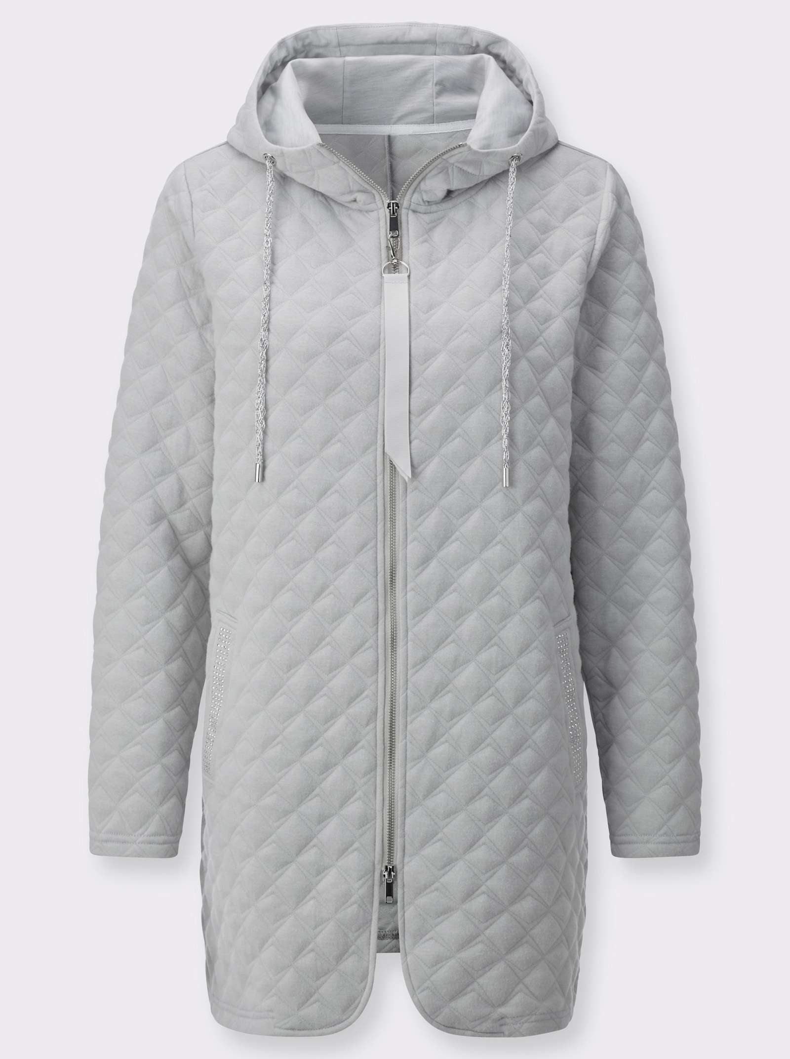 Shirtjacke in Rautenstruktur - hellgrau