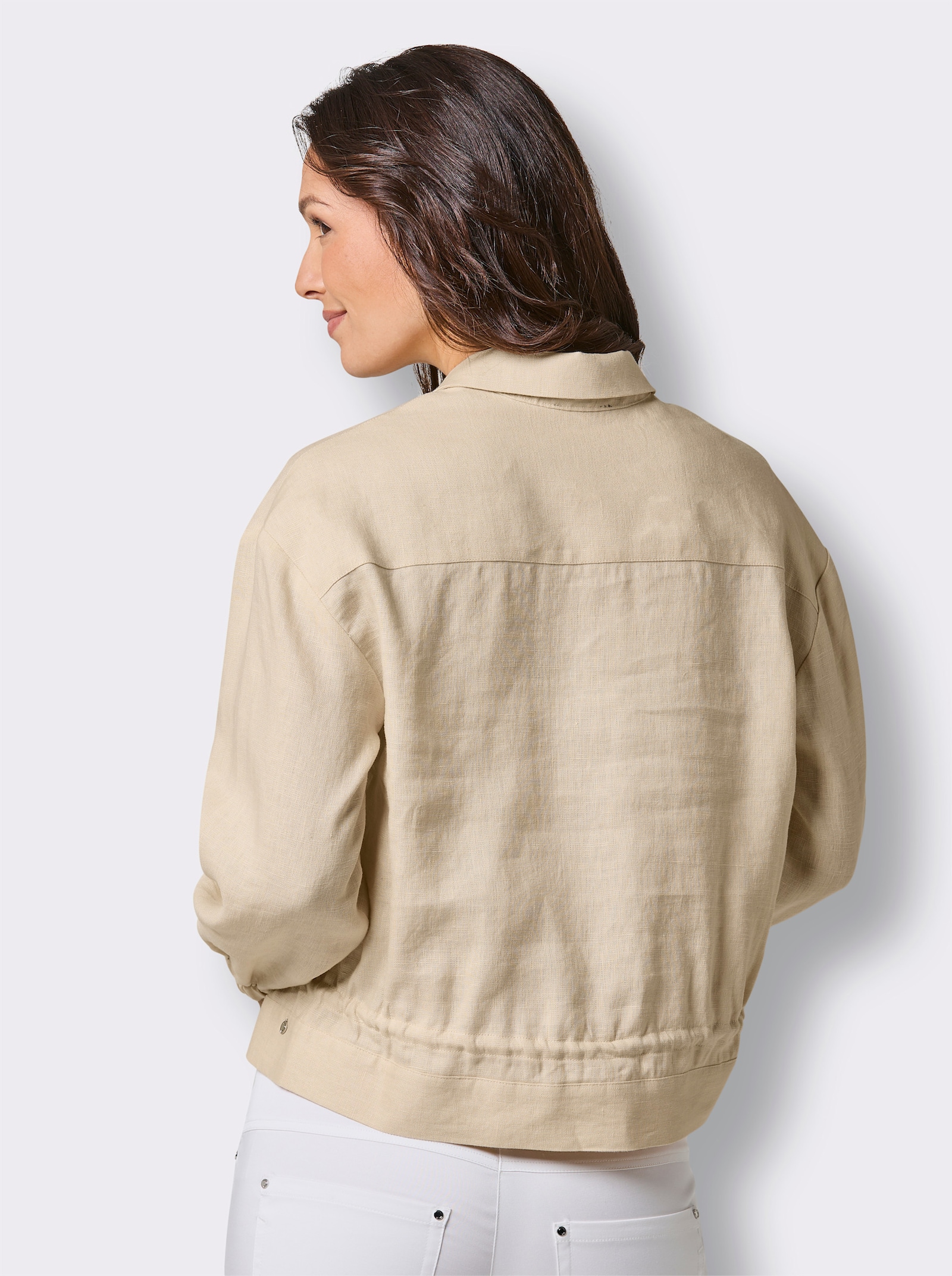 CREATION L PREMIUM Blusenjacke mit Leinen - sand-meliert