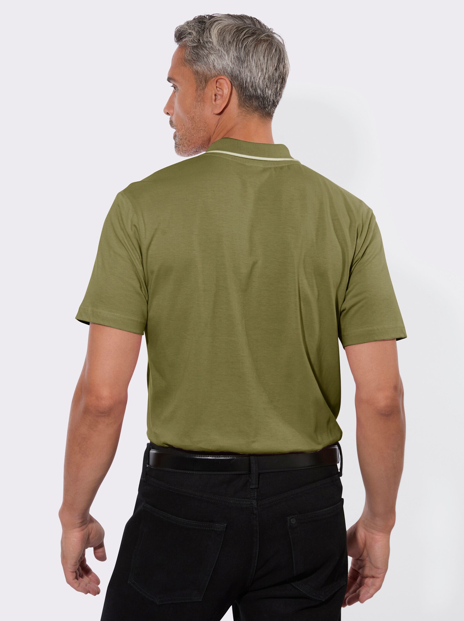 Poloshirt mit Kontrast-Details - oliv