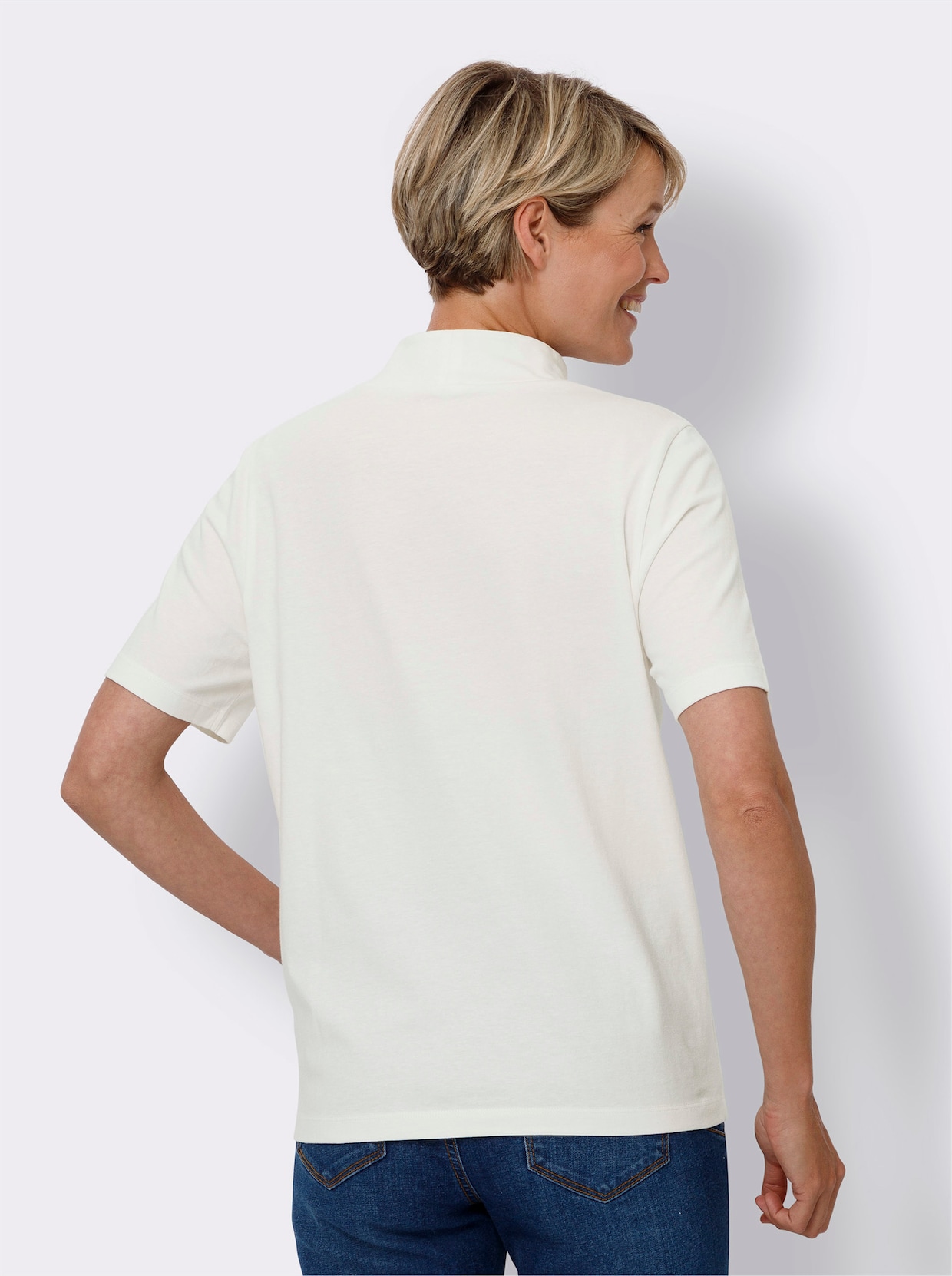 Shirt met opstaande kraag - ecru