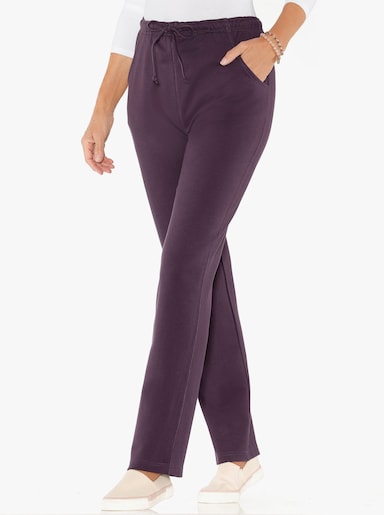 Jerseyhose mit Tunnelzug und Bindeband - aubergine