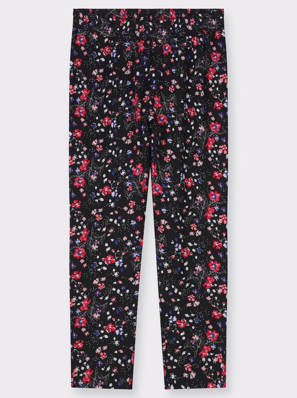 Schlupfhose mit floralem Druck - schwarz-erdbeere-bedruckt
