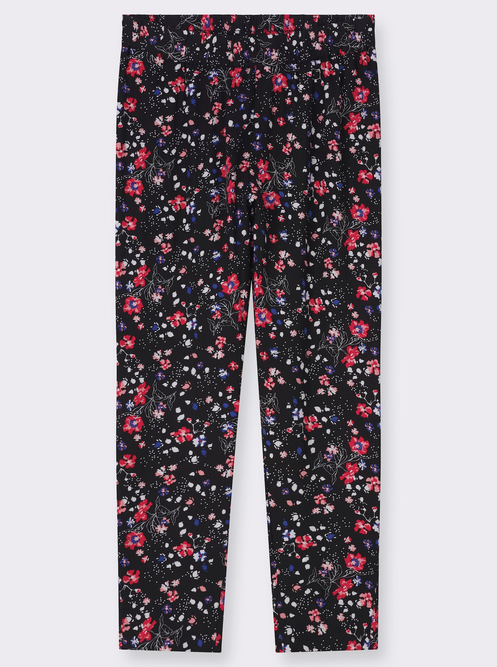 Schlupfhose mit floralem Druck - schwarz-erdbeere-bedruckt