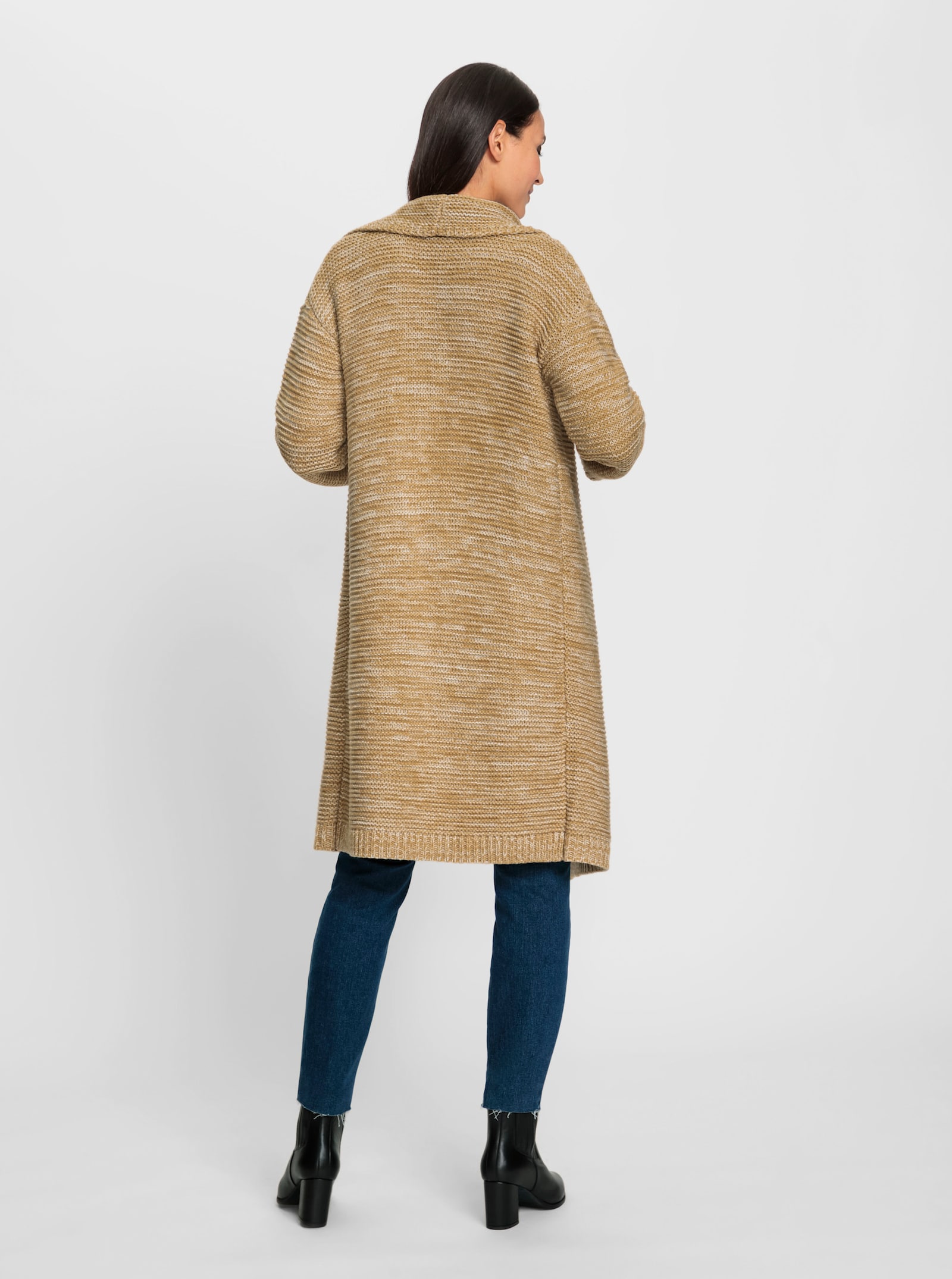 heine Strickmantel in Melange-Optik - camel-champagner-meliert