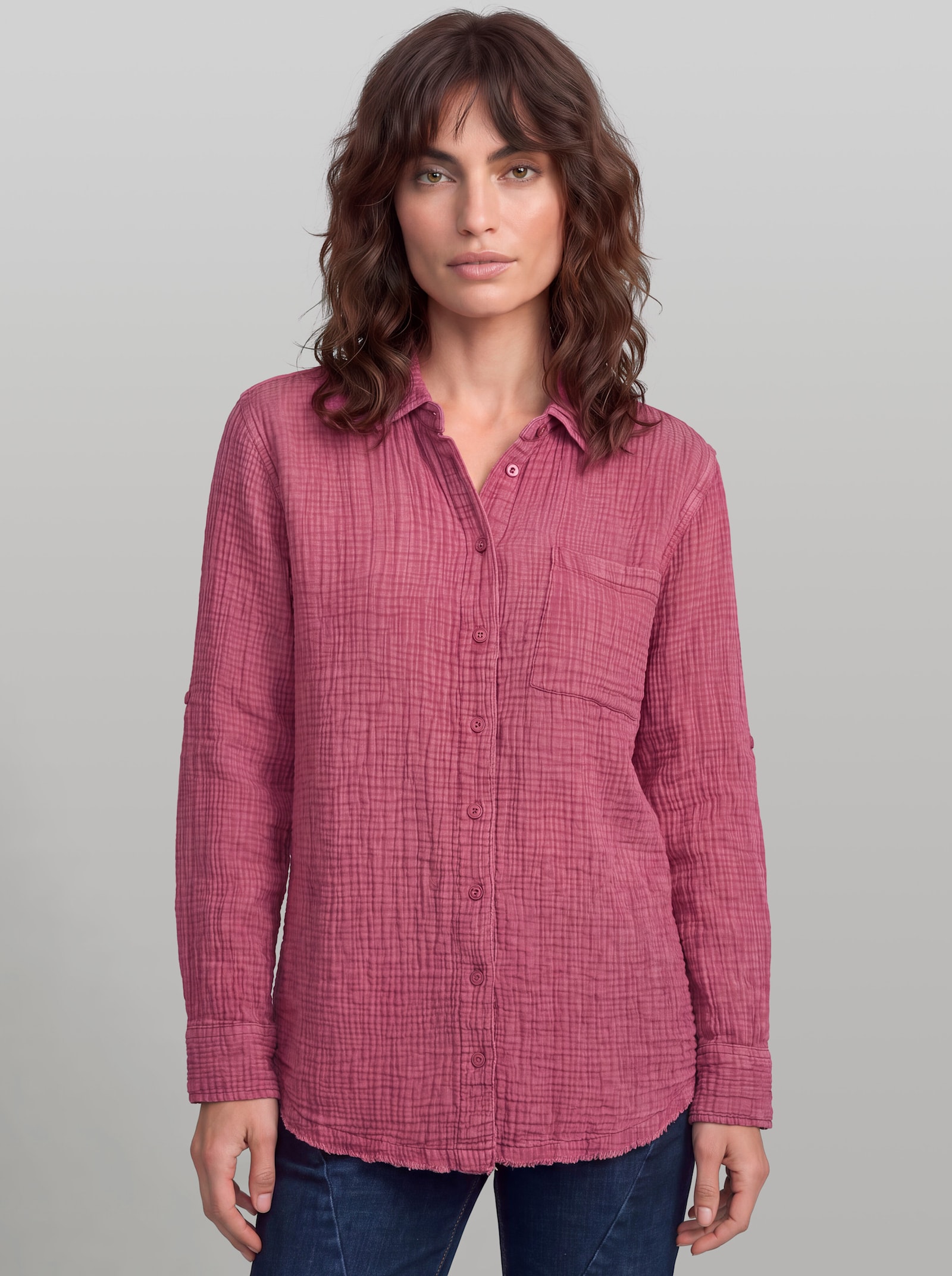 heine Baumwollbluse aus Musselin - fuchsia