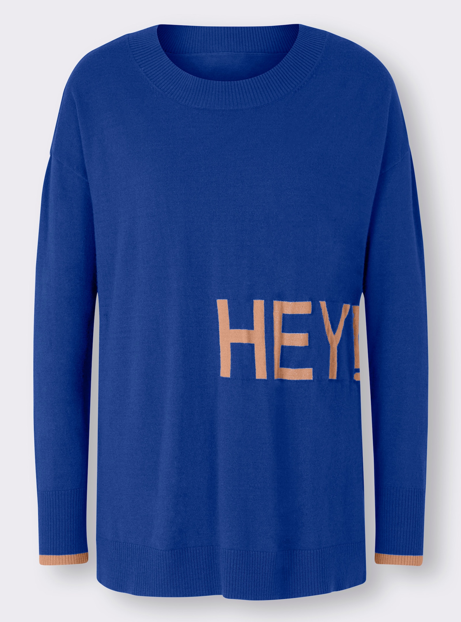 heine Feinstrickpullover mit Schriftzug - royalblau