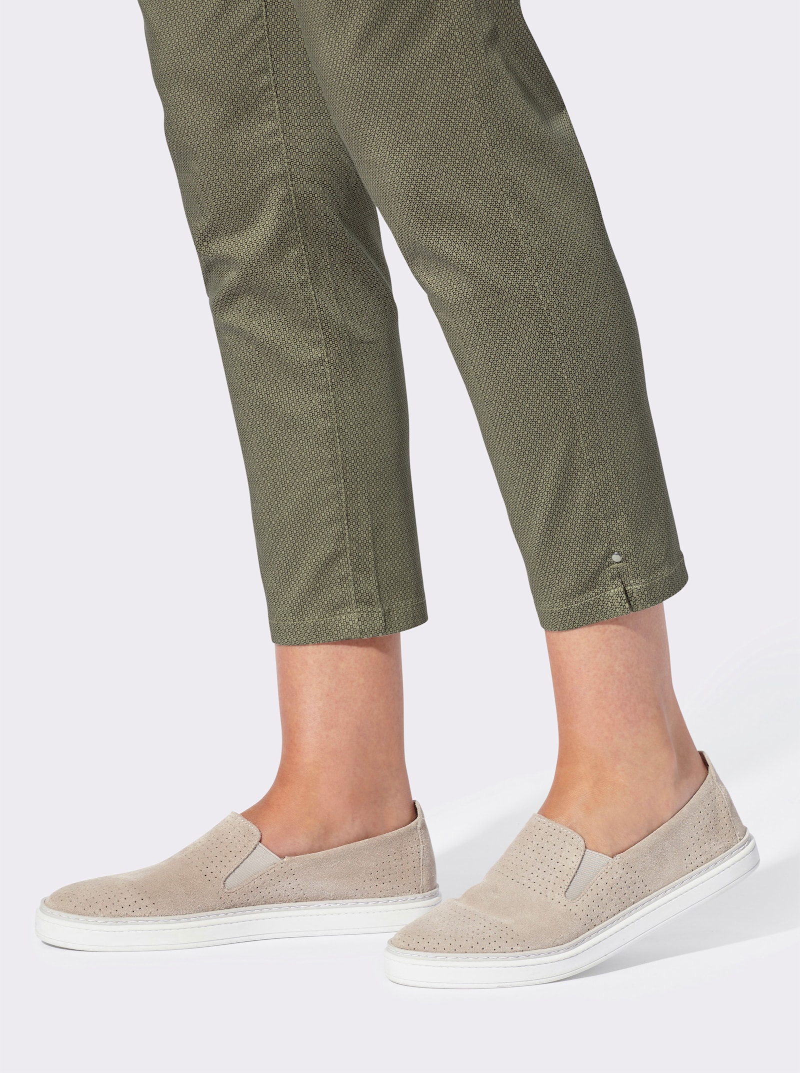Druckhose in 5-Pocket-Form - khaki-bedruckt