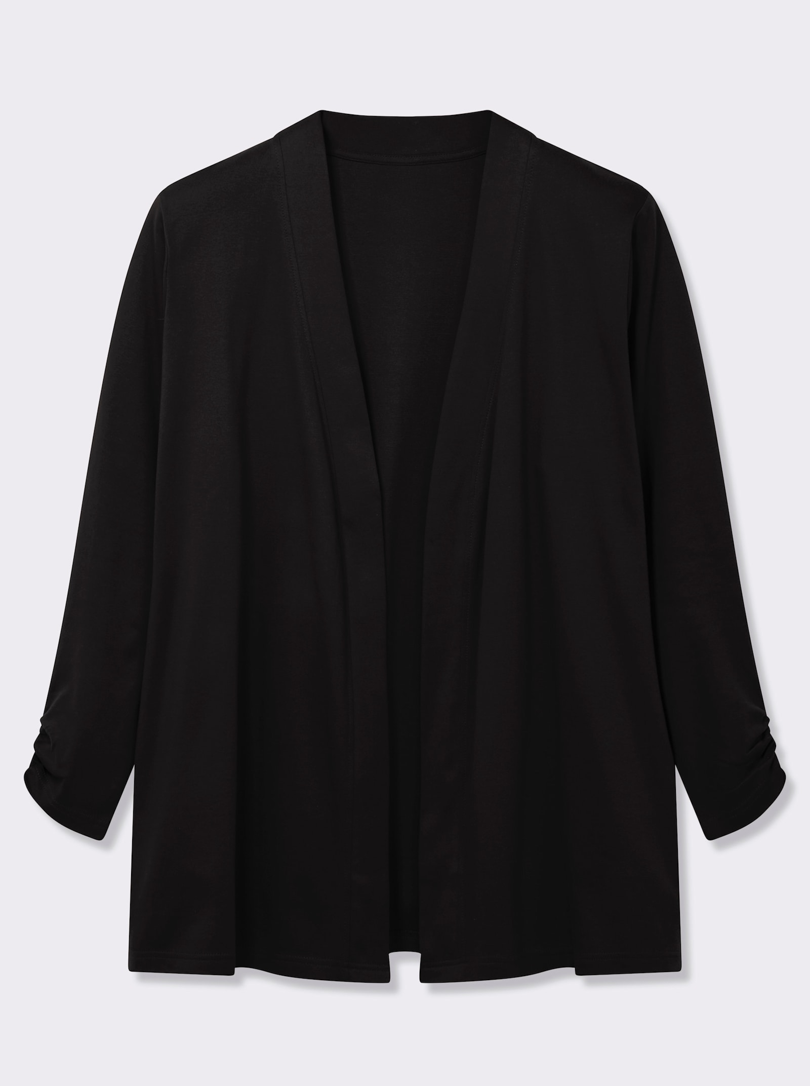 Shirtjacke mit Ärmel-Raffungen - schwarz
