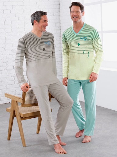 wäschepur men Pyjama's - grijs + turquoise