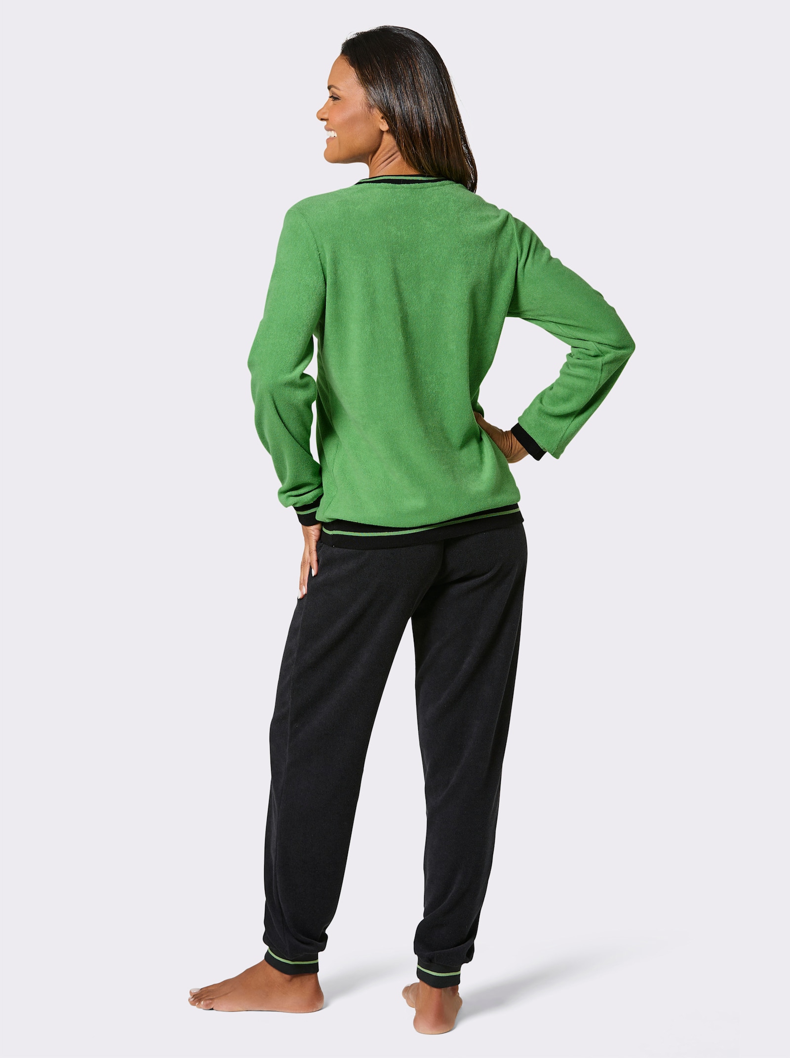 wäschepur Schlafanzug mit Ringelbündchen - apfel-schwarz