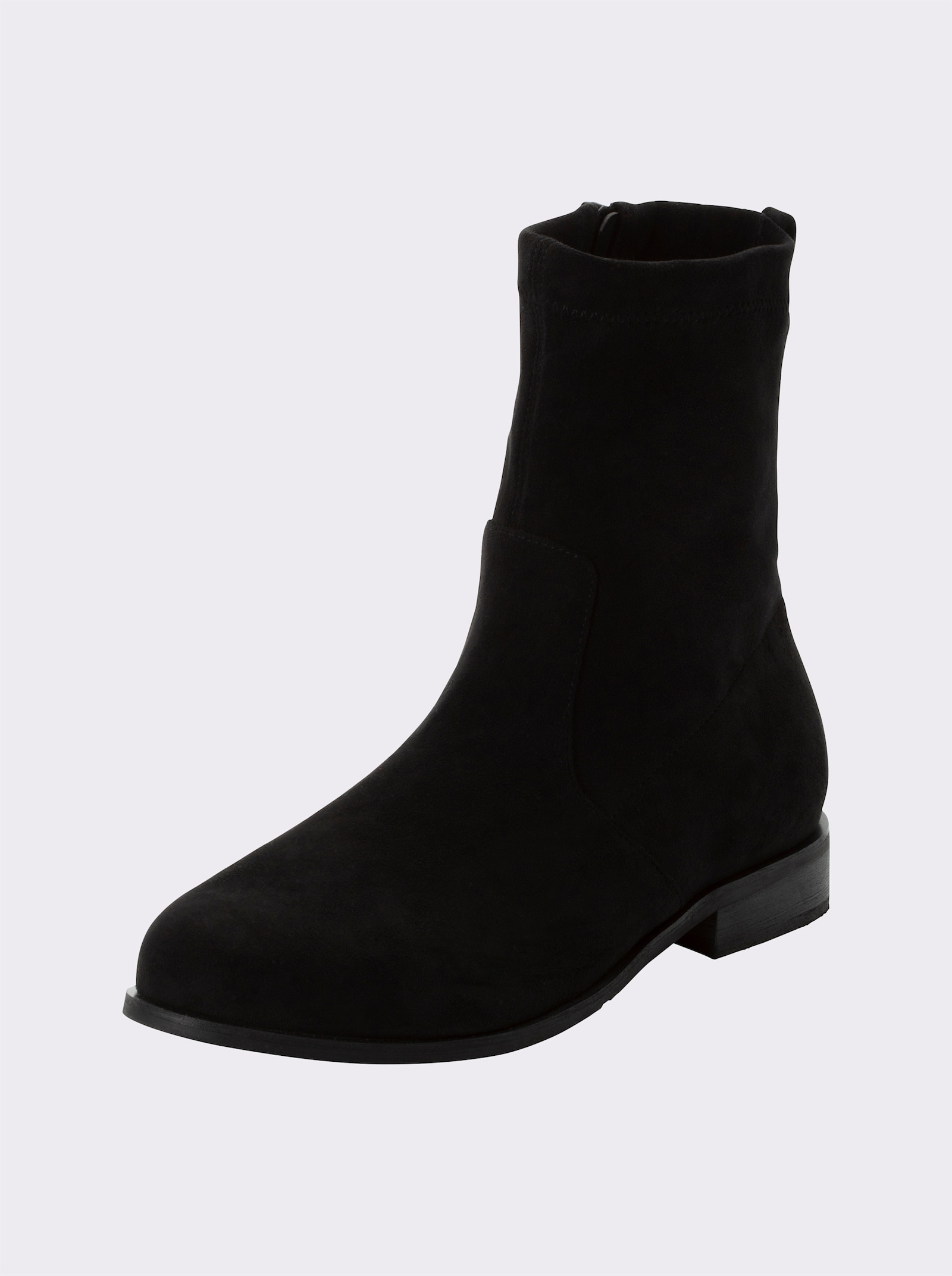 sheego Stiefelette in Wildleder-Optik - schwarz
