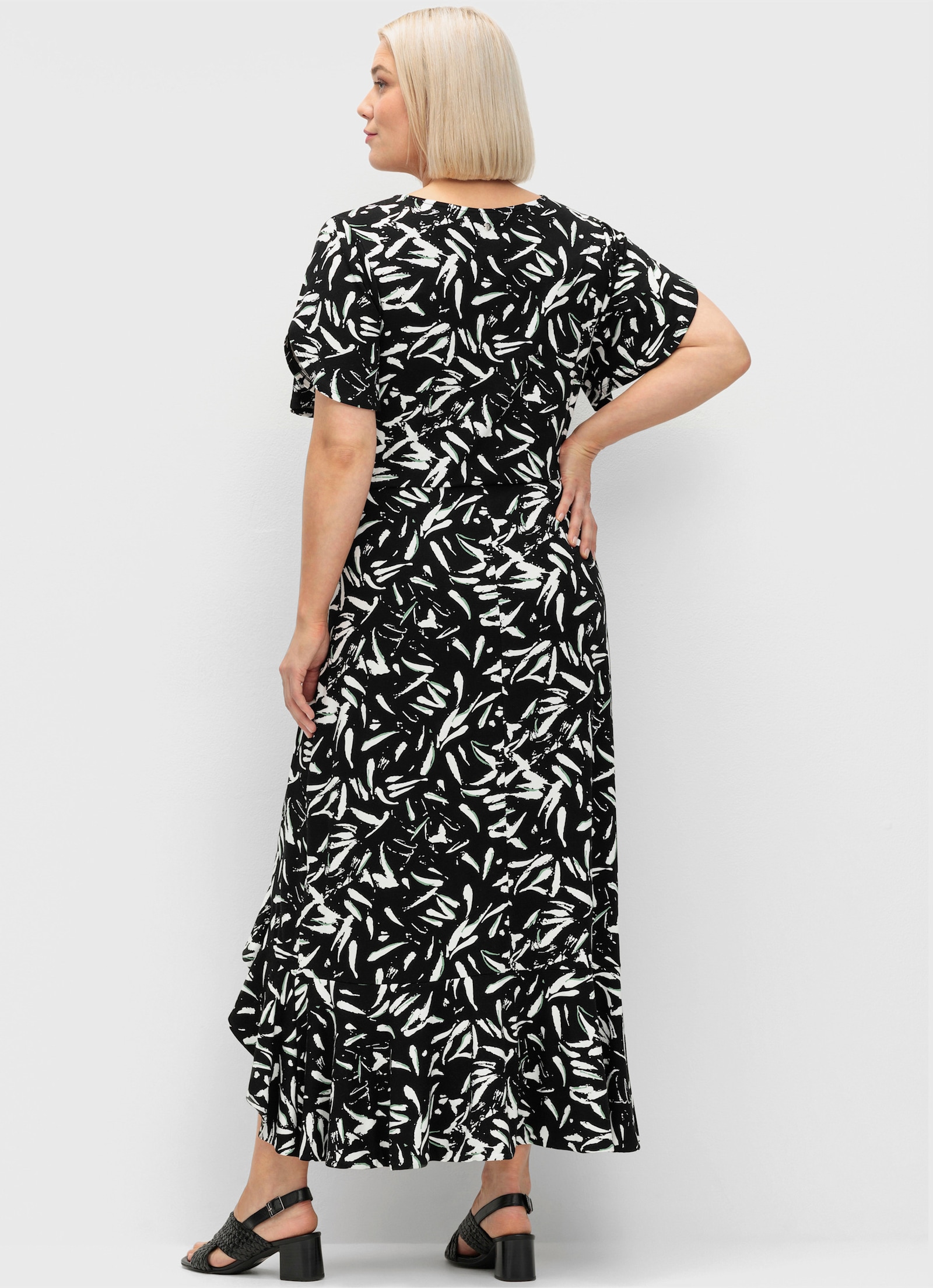 sheego Maxi-jurk in wikkellook - zwart/wit