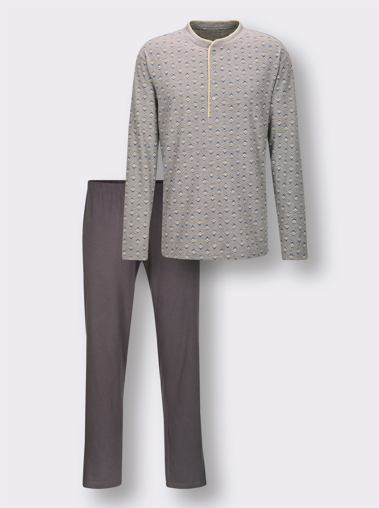 wäschepur men Schlafanzug - grau-meliert-anthrazit-bedruckt