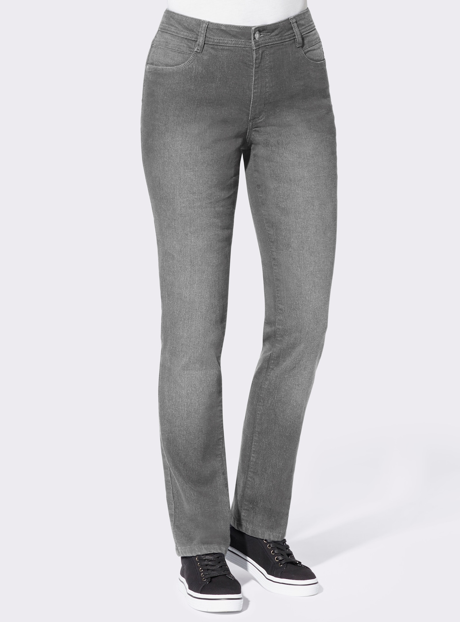 Thermojeans met geruite voering - grey-denim