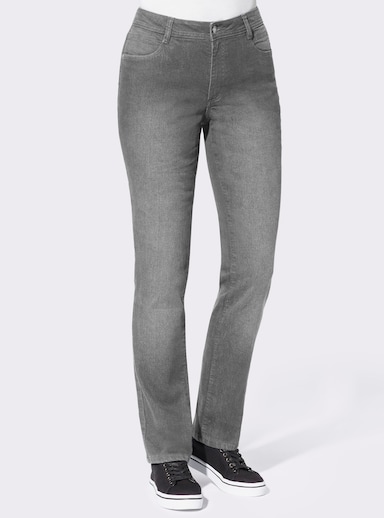 Thermojeans mit kariertem Futter - grey-denim