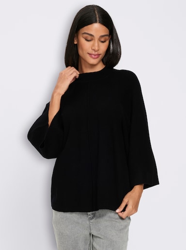 heine Pullover met 3/4-mouwen en opstaande kraag - zwart