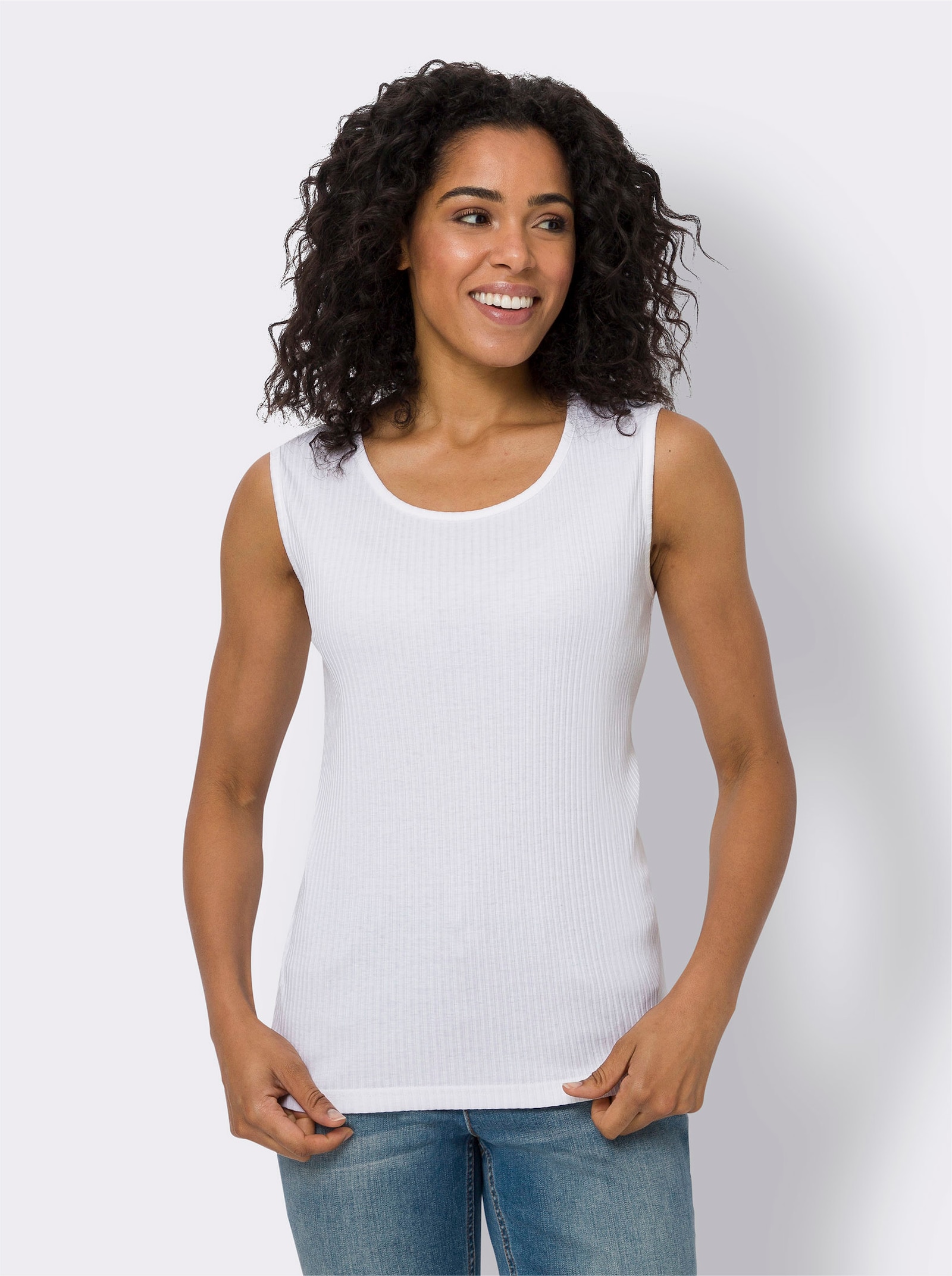 Linne i ribbstickad look - gräddvit