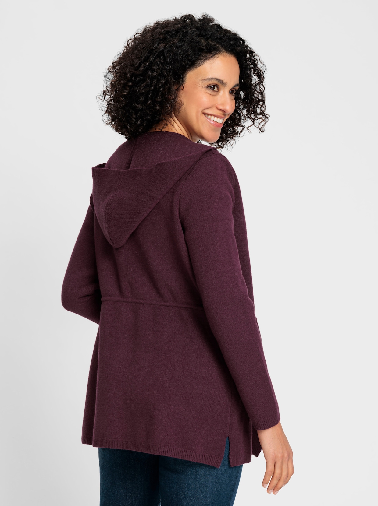 Kapuzenstrickjacke - burgund