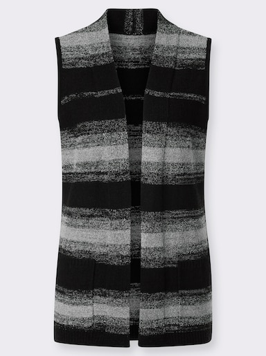 Strickweste - ecru-schwarz-geringelt