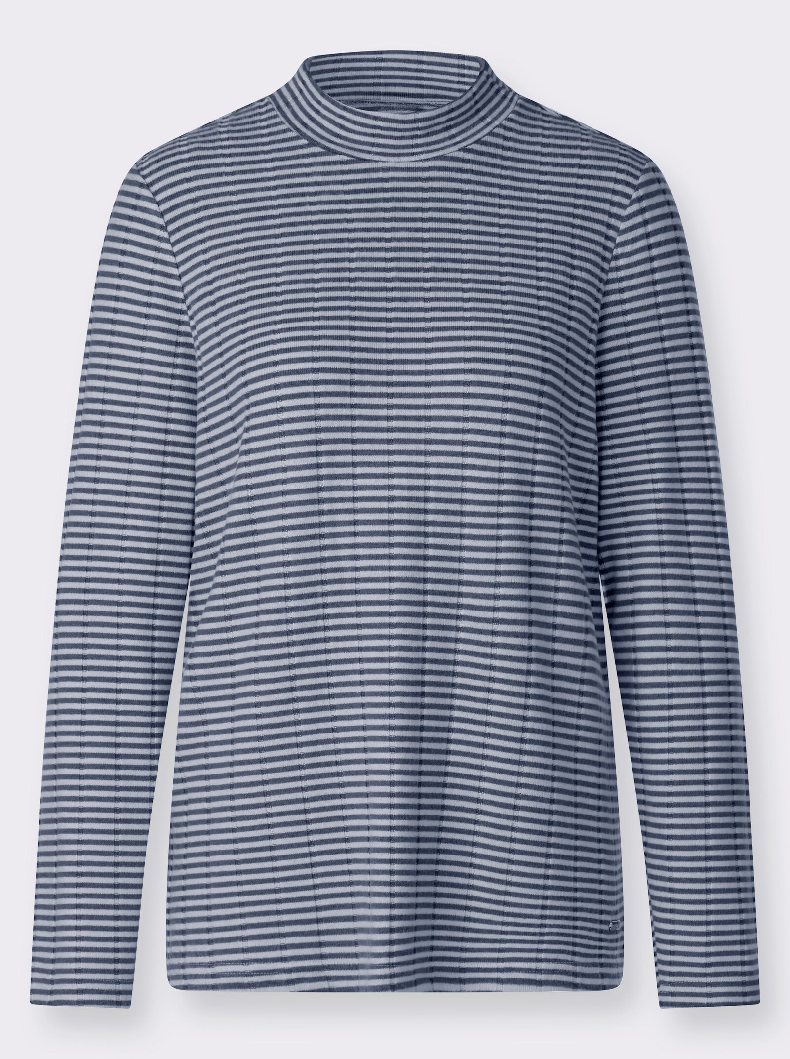 Langarmshirt - dunkelblau-ecru-geringelt