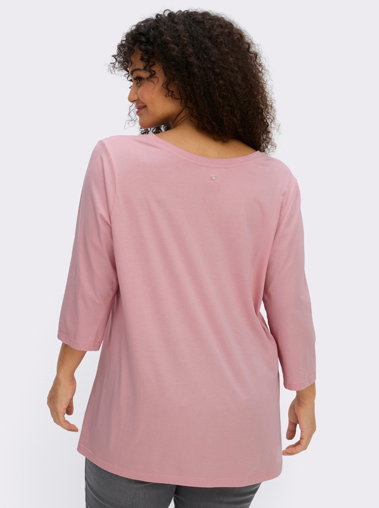 sheego 3/4-Arm-Shirt mit geschlitztem Ausschnitt - hortensie