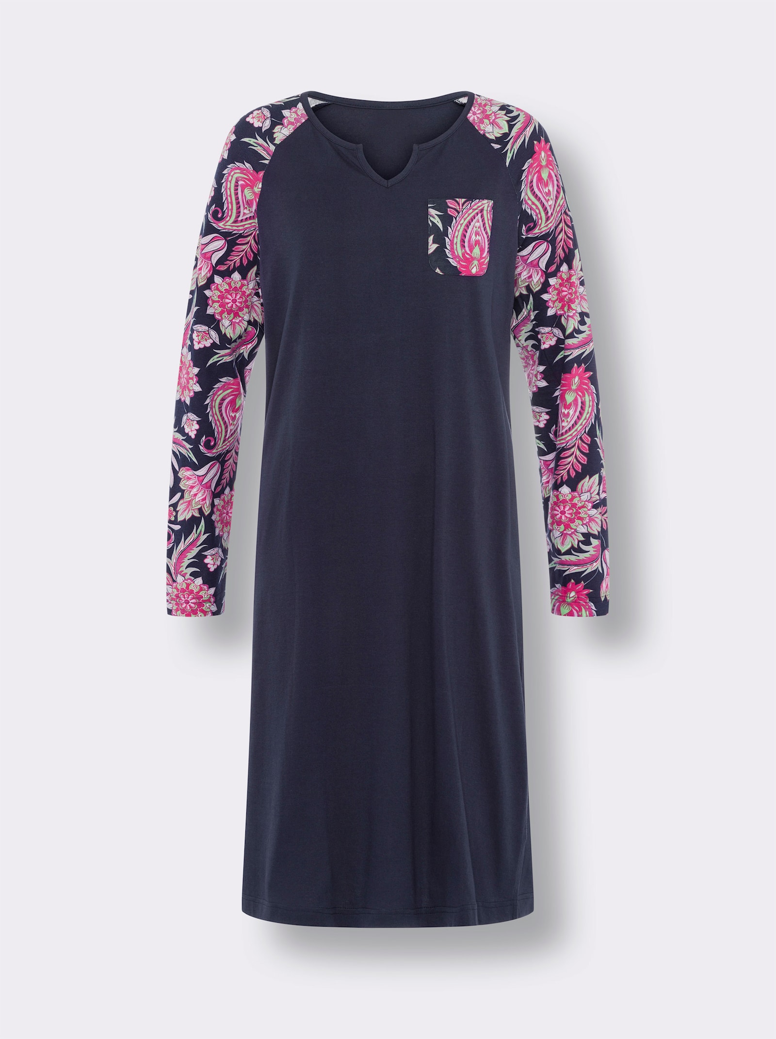 Nachthemd mit Seitenschlitzen - marine