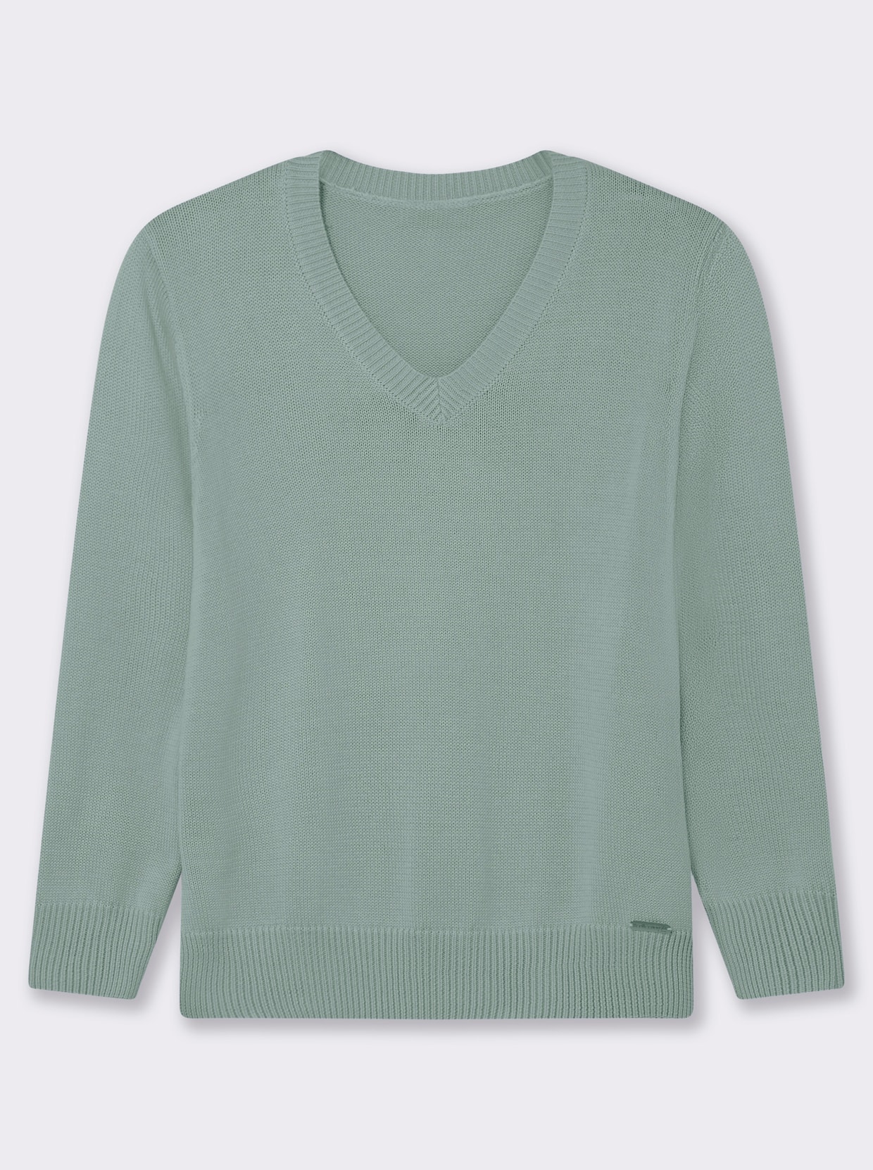 V-Ausschnitt-Pullover mit Baumwolle - kalkmint