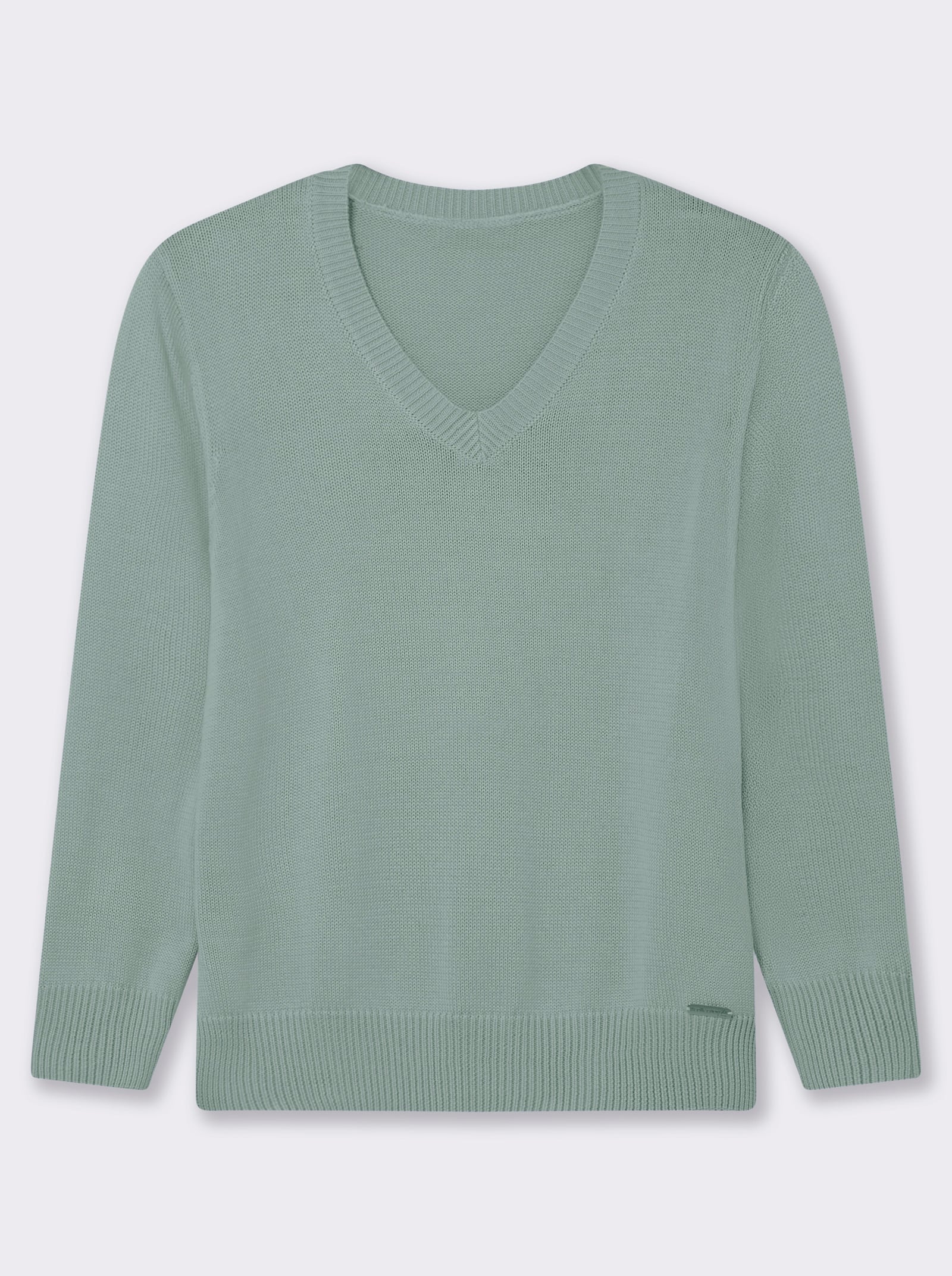 V-Ausschnitt-Pullover mit Baumwolle - kalkmint