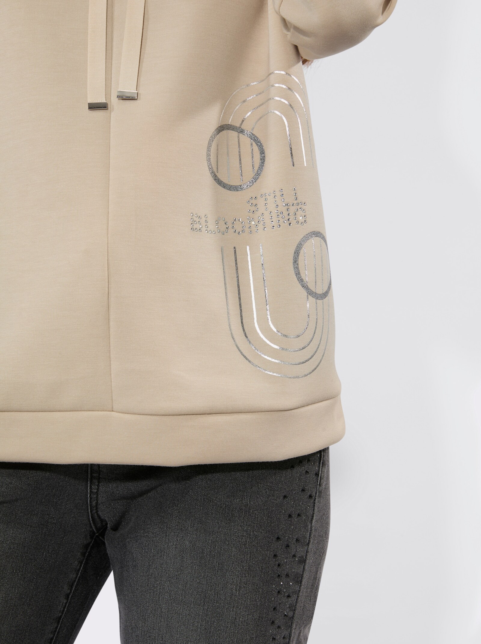 Sweatshirt mit glänzendem Druck - sand
