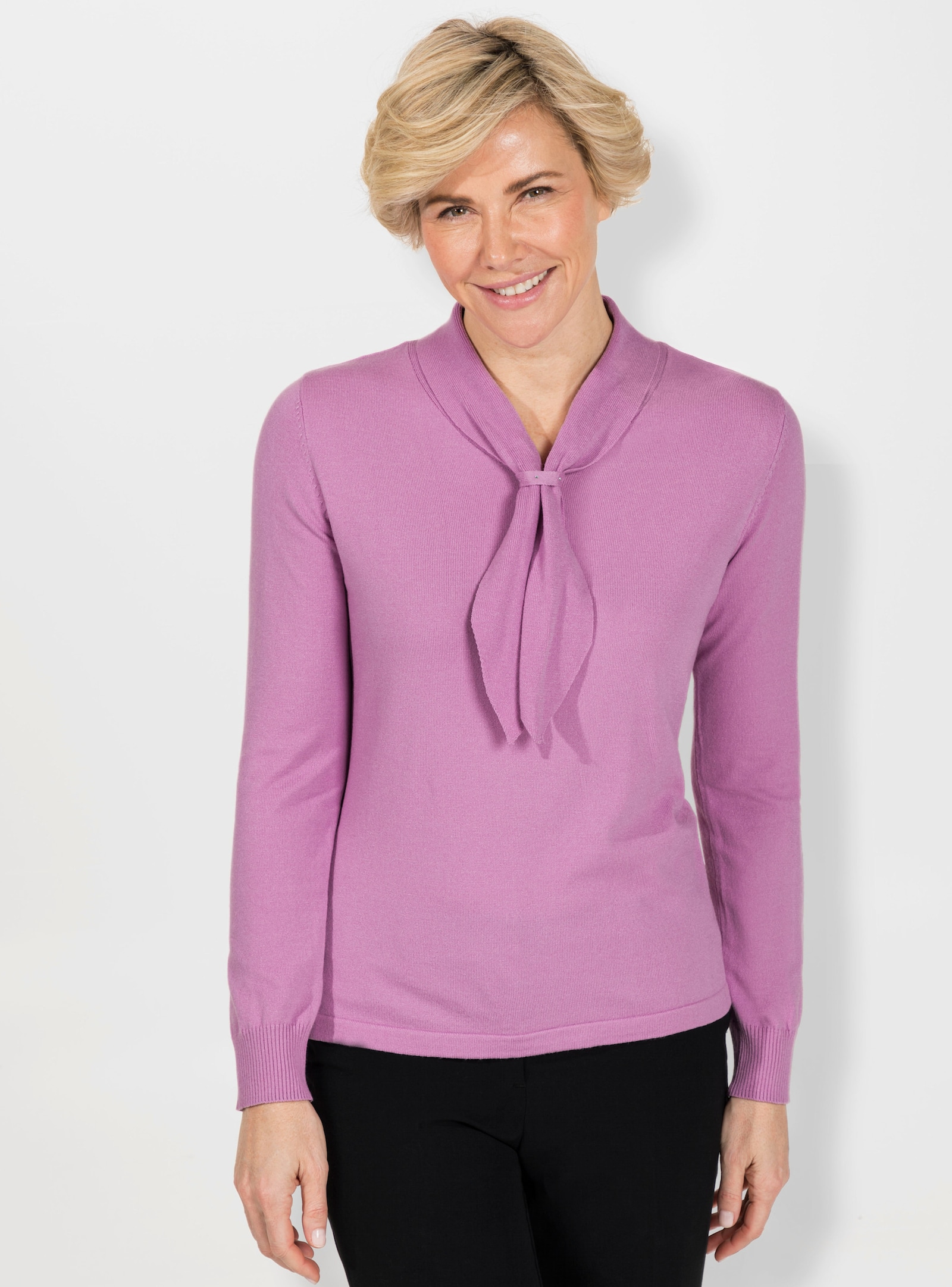 Langarm-Pullover mit Schluppe - orchidee