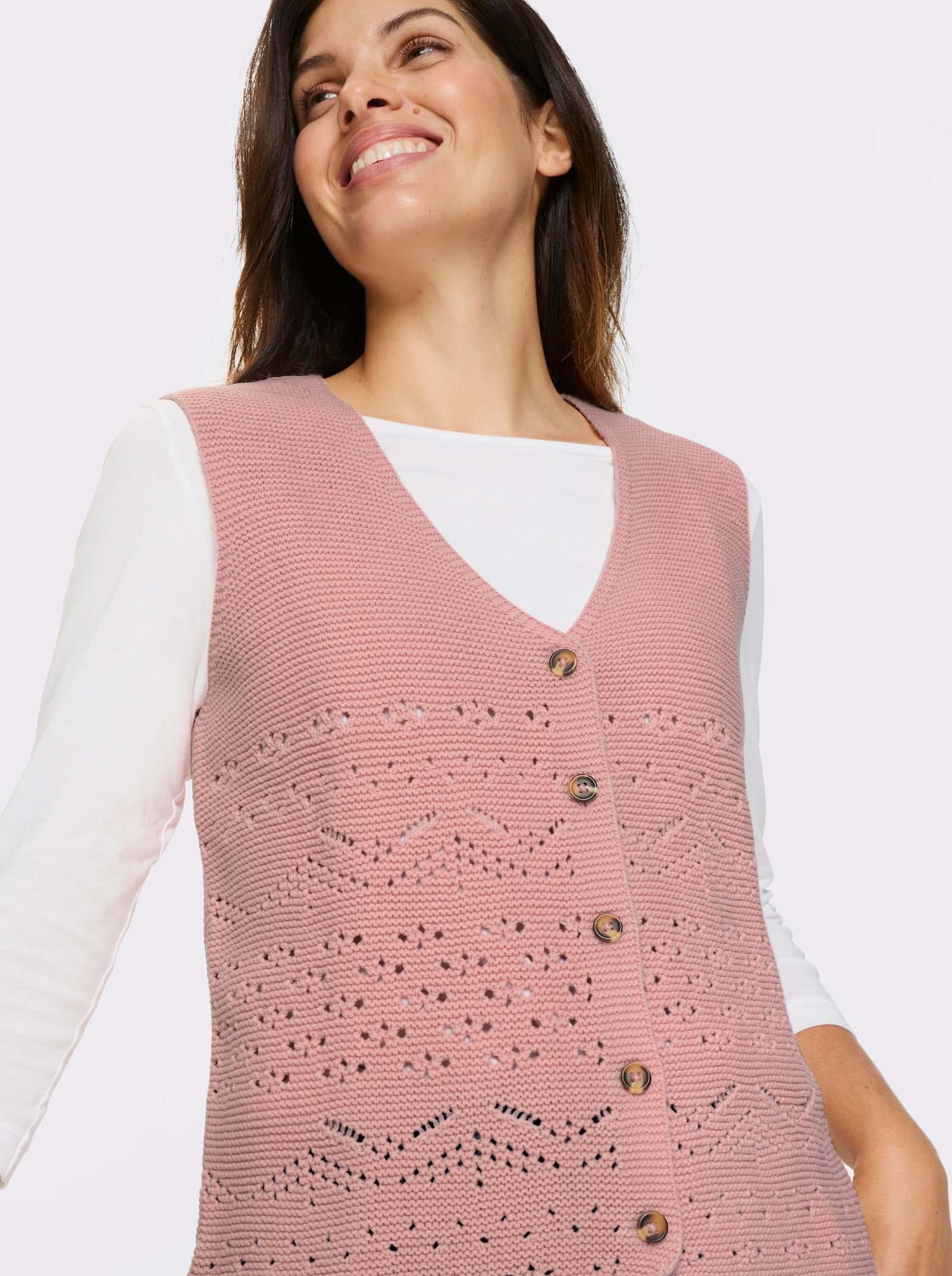 Plet. vesta s ažúr. vzorom - Ruženín