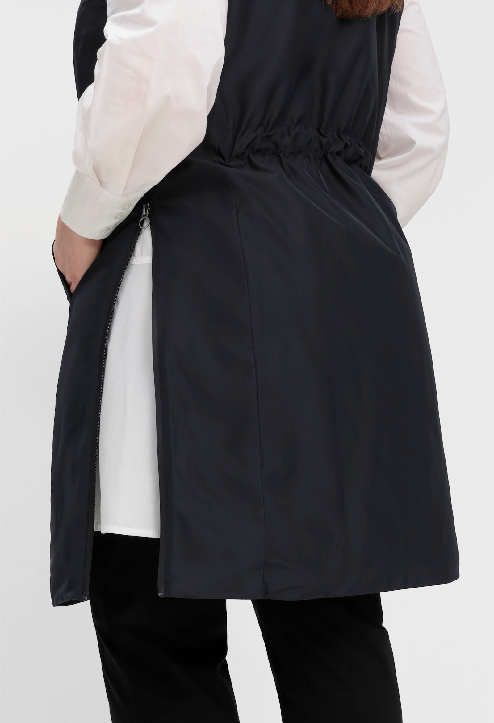 sheego Longweste mit seitlichen Reißverschlüssen - tiefblau