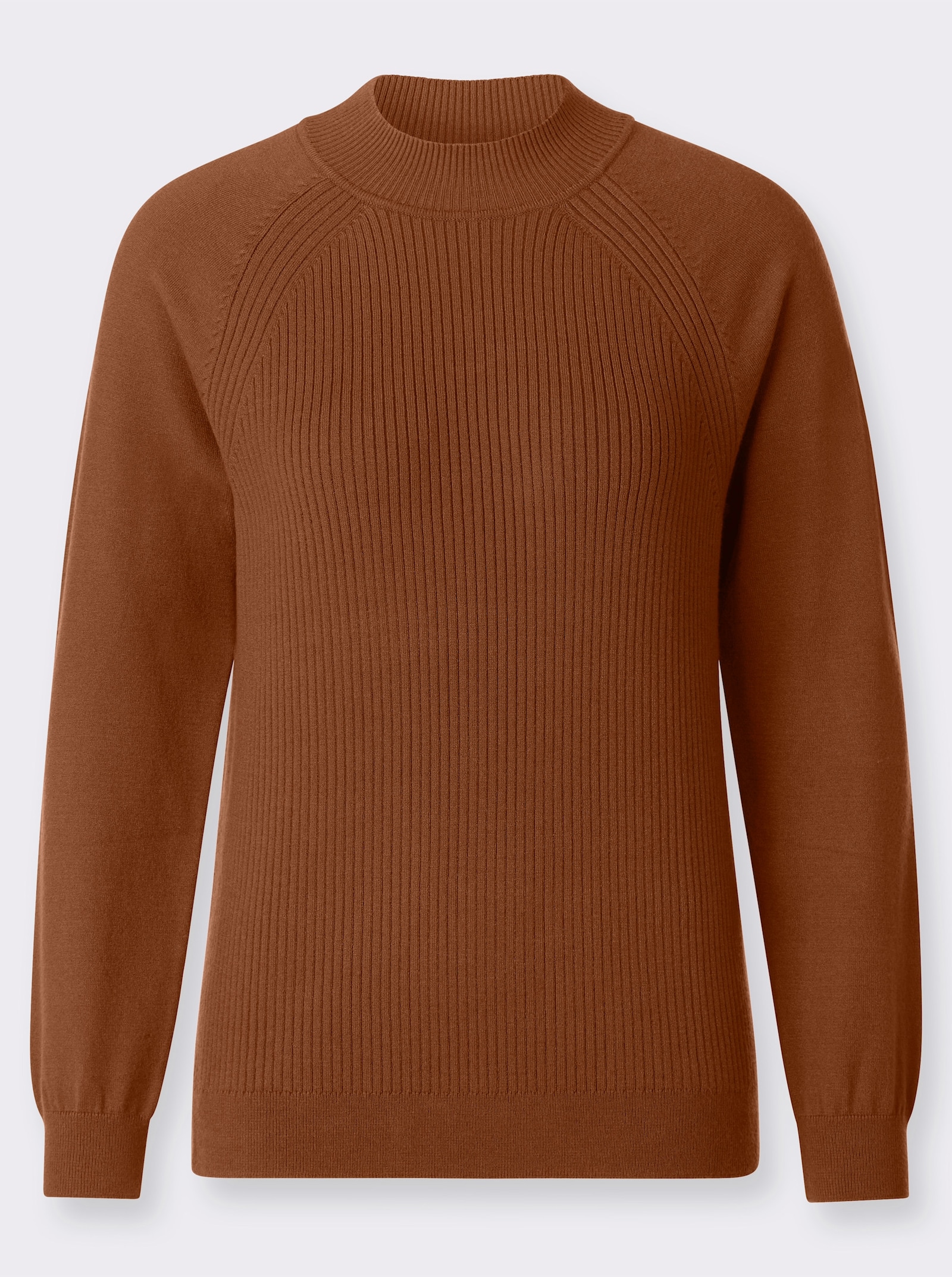 Stehkragenpullover mit Einstrick-Muster - cognac