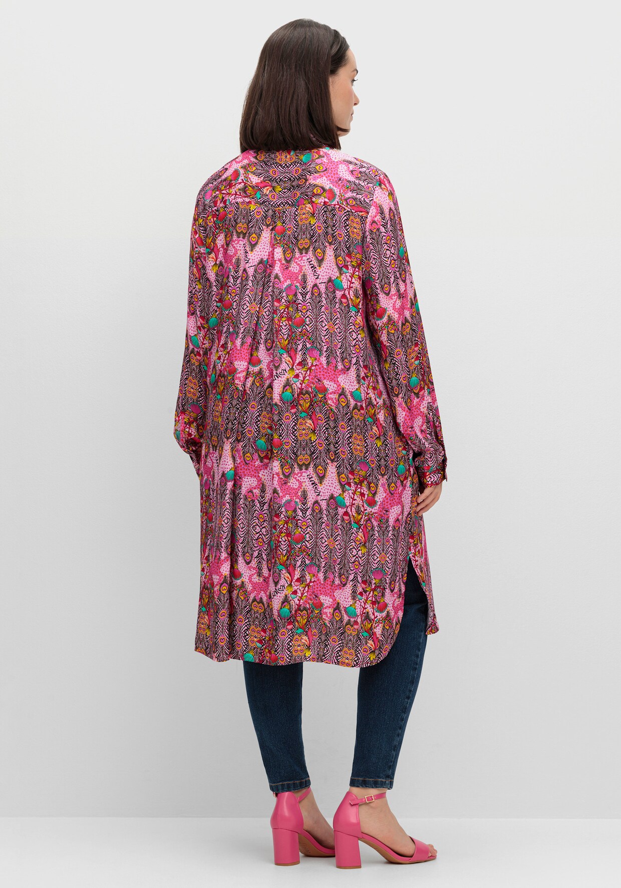 sheego loves miss goodlife Longbluse - pink gemustert