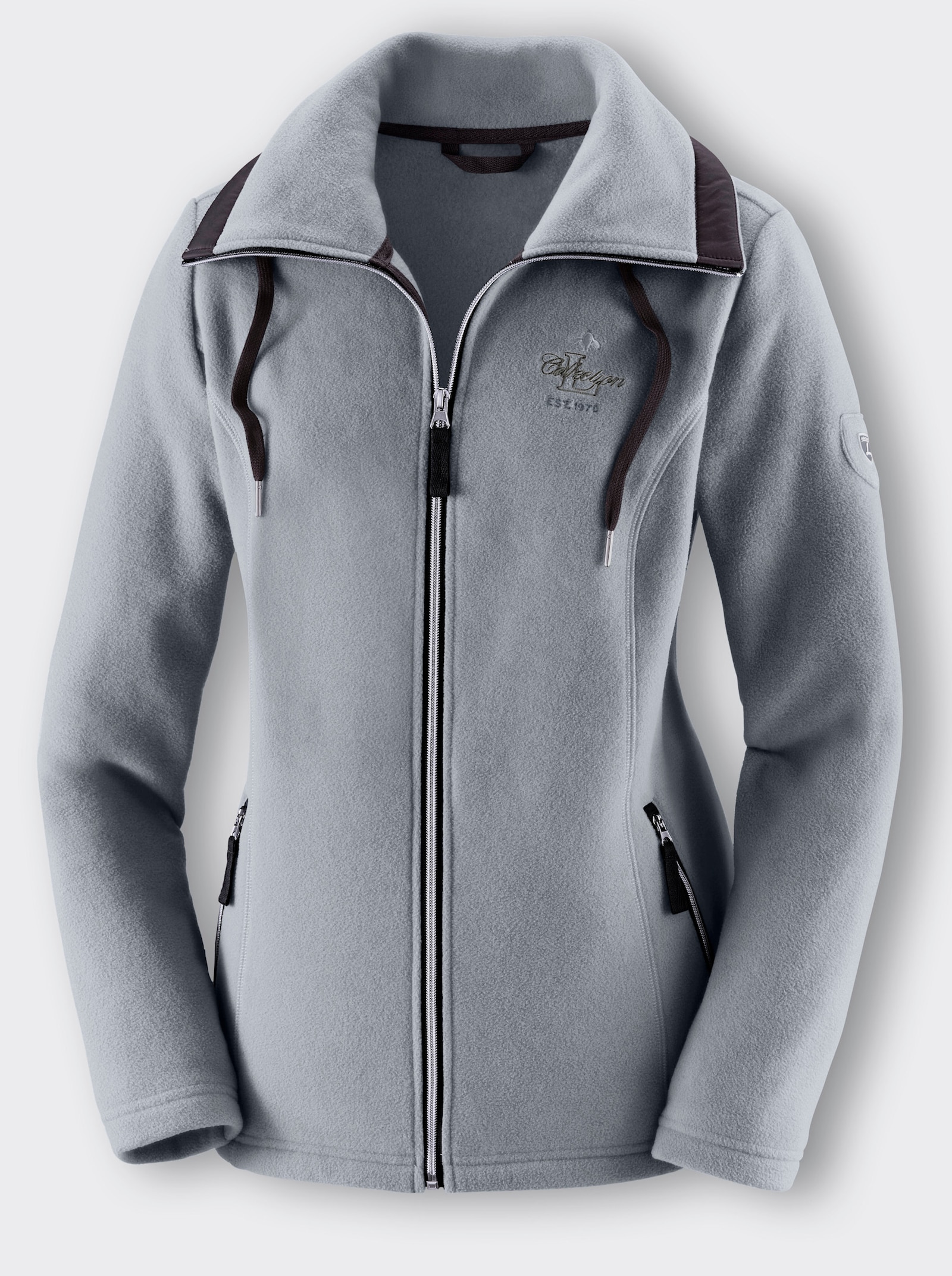 Fleecejack met diagonale ritszakken - lichtgrijs gemêleerd