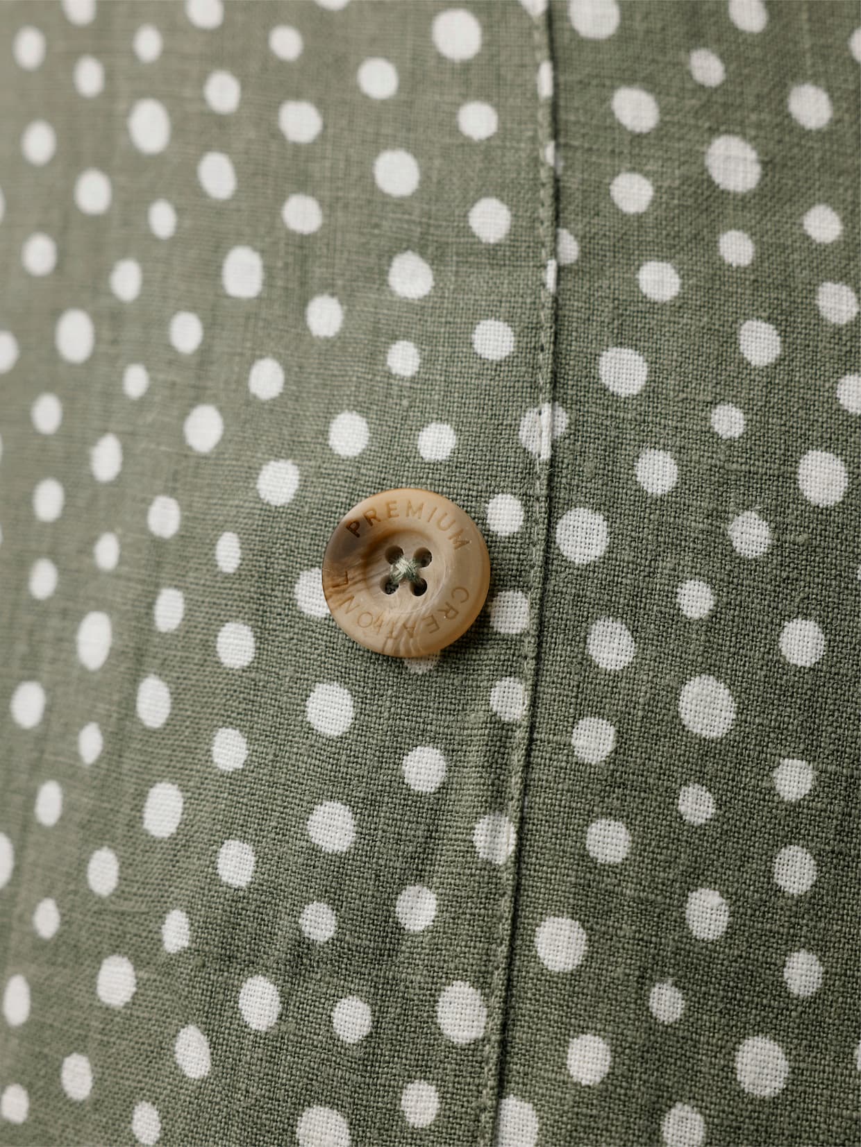 CREATION L PREMIUM Druckkleid aus reinem Leinen - khaki-weiß-bedruckt