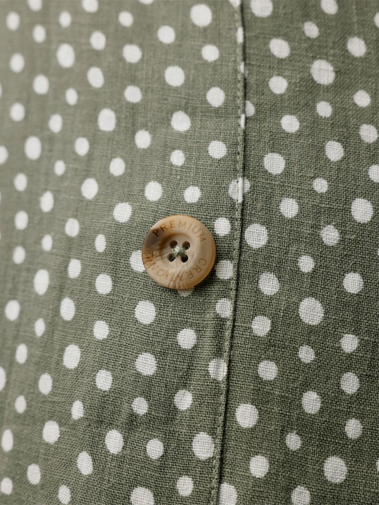 CREATION L PREMIUM Druckkleid aus reinem Leinen - khaki-weiss-bedruckt